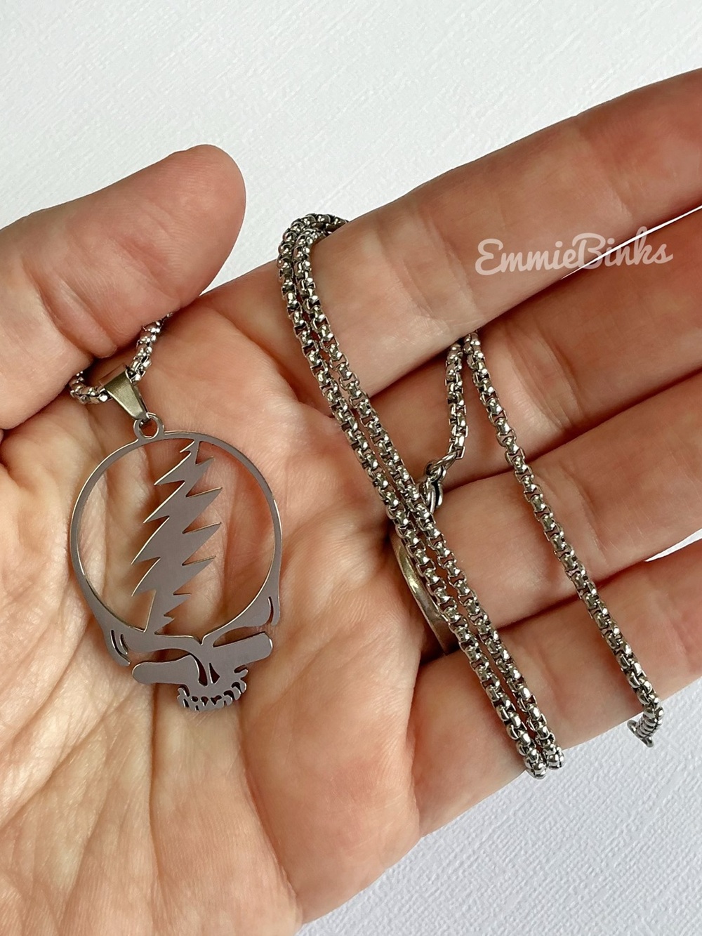 New Grateful Dead Steal Your Face LightningBolt Pendant Necklace - Picture 5 of 6